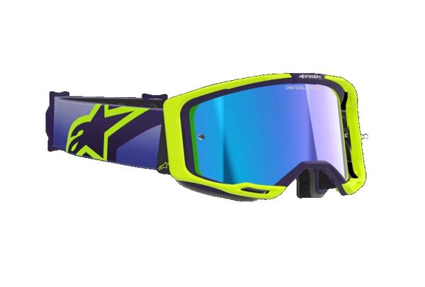 Alpinestars Vision 8 Corp Cross szemüveg - Lila - Sárga (Kék tükrös plexivel)