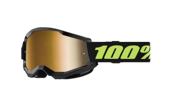 100% - Strata 2 Solar Eclipse Fekete Cross szemüveg - Arany tükrös plexivel