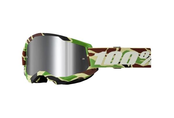 100% - Strata 2 Camo Terepmintás Cross szemüveg - Ezüst tükrös plexivel