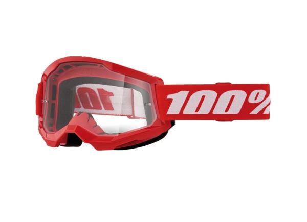 100% - Strata 2 Youth Gyerek Piros Cross szemüveg - Átlátszó plexivel