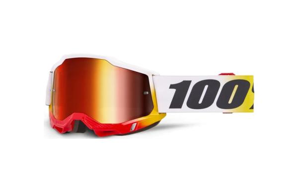 100% - Accuri 2 Torken Fehér Cross szemüveg - Piros tükrös plexivel