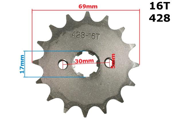 Lánckerék első 428 16 fogas 14/ 17mm-es tengelyre